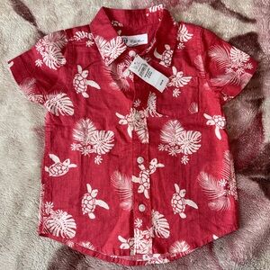 Baby Gap Hawaiian Shirt - Red Turtle Print - 18-24 Months